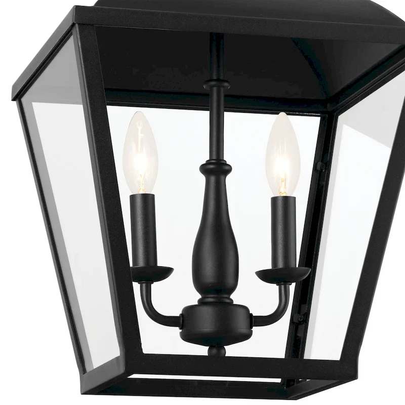 Kichler Lighting Dame 19 inch 2-Light Foyer Pendant Textured Black with Clear Glass