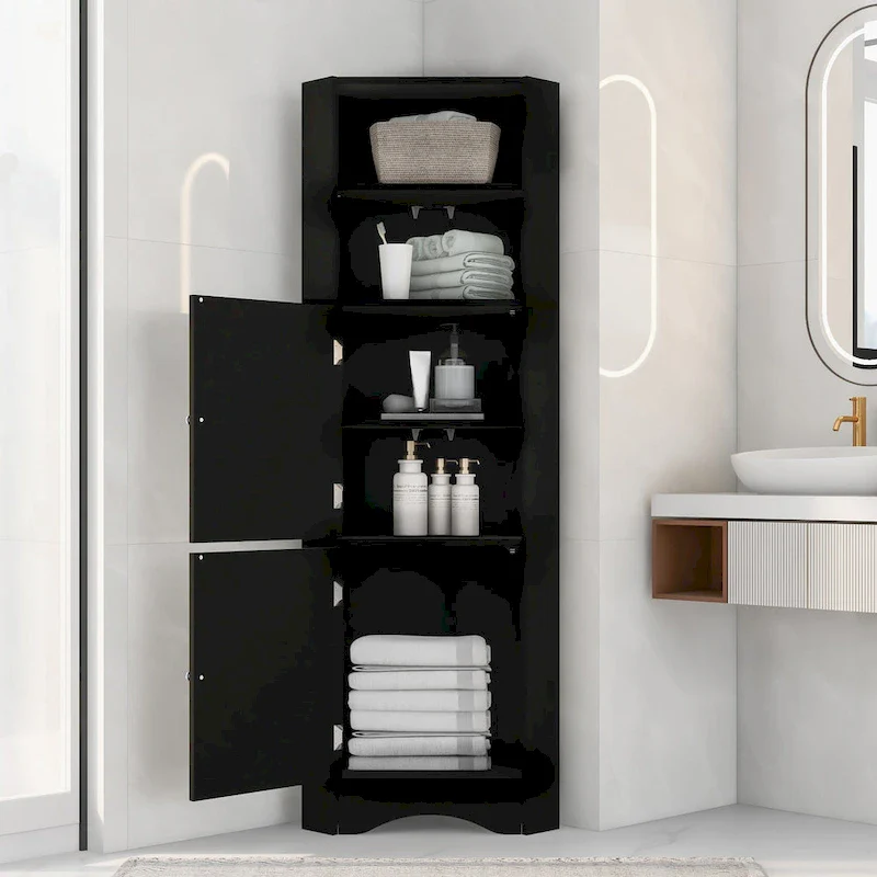Freestanding Tall Bathroom Corner Cabinet 61