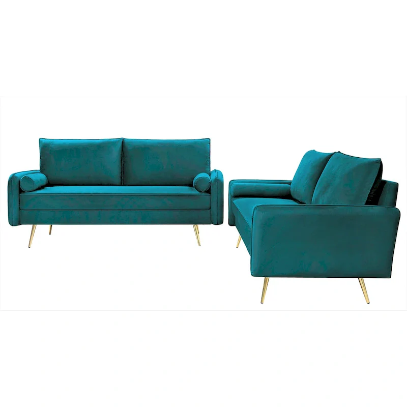 Villeda Velvet Mid-century modern 2PCS living room set