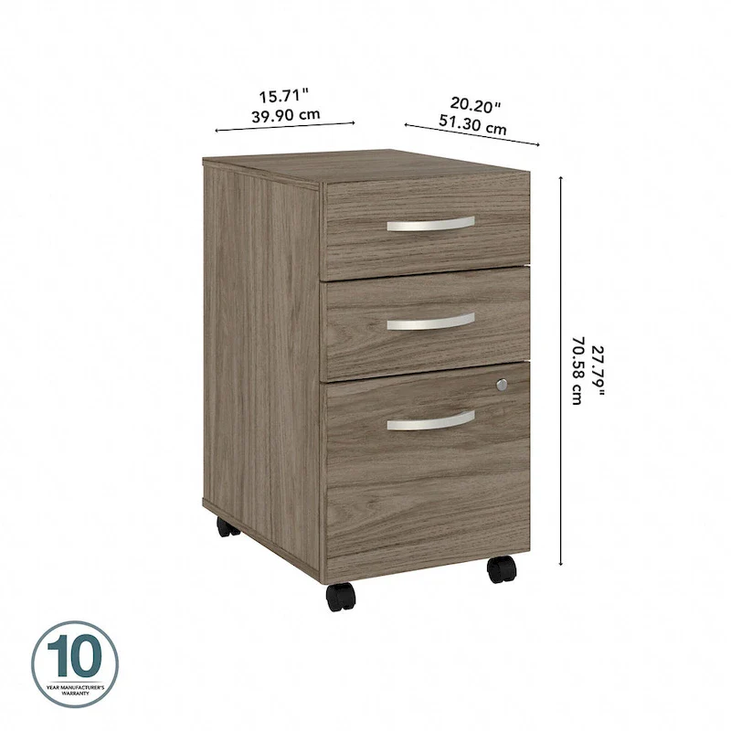 Hybrid 3 Drawer Mobile File Cabinet