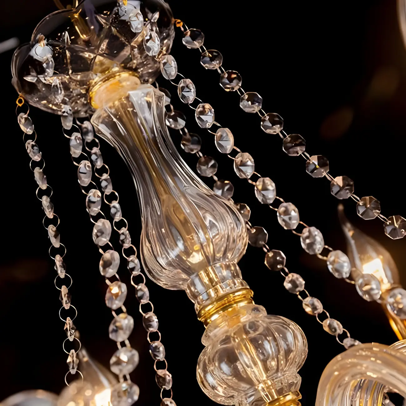 Mid-Century Luxurious Crystal Candelabra Chandelier