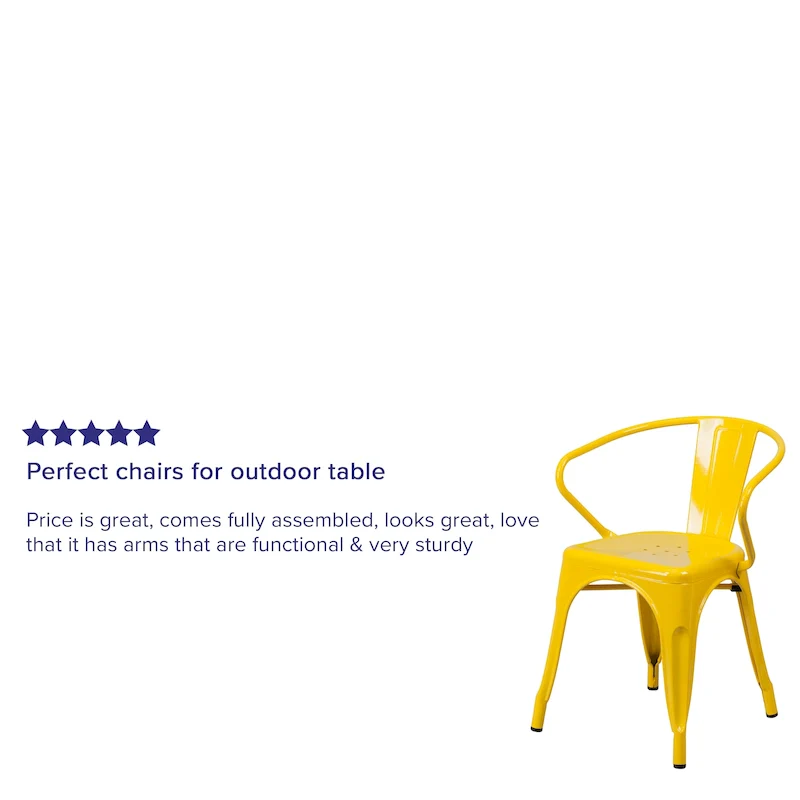 Metal Indoor-Outdoor Chair with Arms - 21.5W x 19D x 27.75H