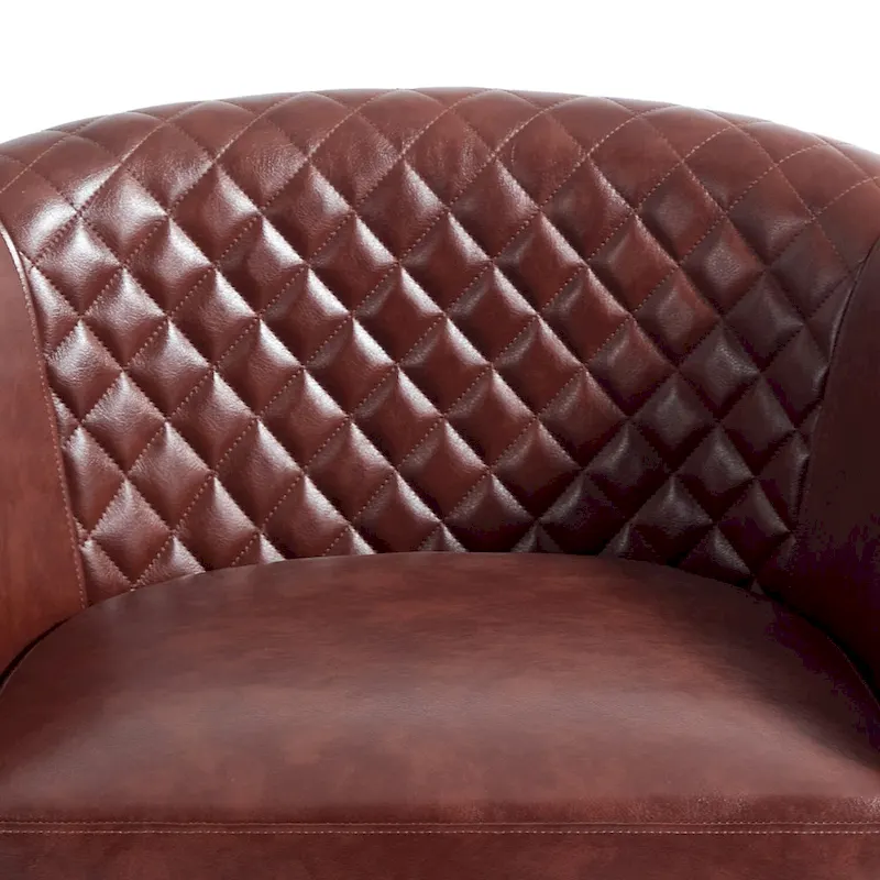 Faux Leather Nailheads Swivel Barrel Chair Set of 2