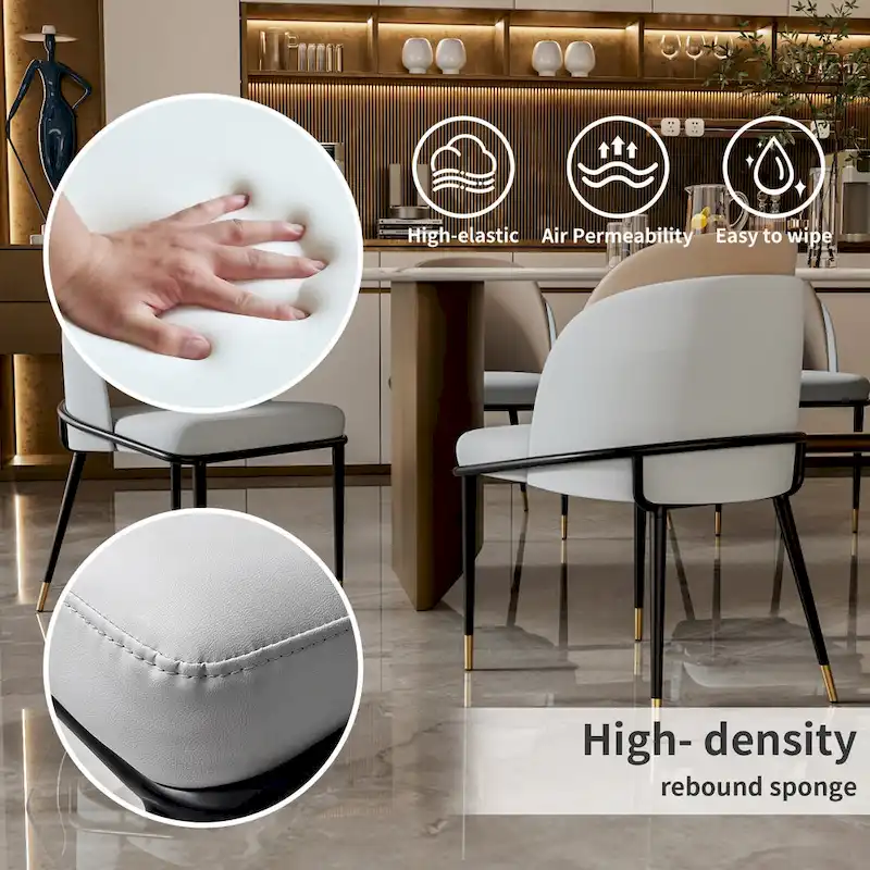 Set of 2 Microfiber Leather Upholstered Dining Chairs with Metal Legs - 20x21x32