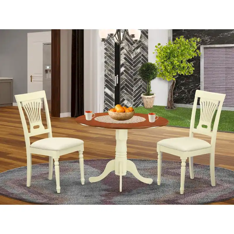 Buttermilk & Cherry Round Dining Set, Slatted or Upholstered Chairs, Seats 2