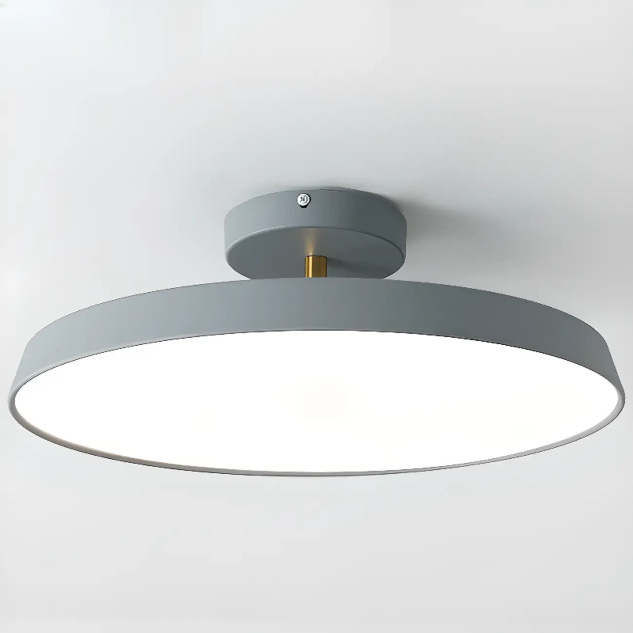 Modern Grey Round Dimmable Semi Flush LED Ceiling Light