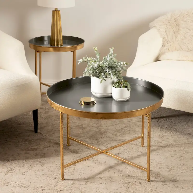Kate and Laurel Celia Round Metal Coffee Table - 28.25x28.25x19