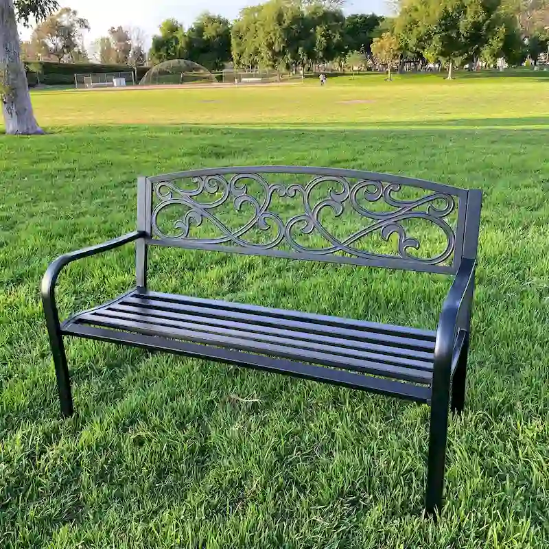 Lotus Home Metal Garden Bench - 34  H x 50  W x 24  D