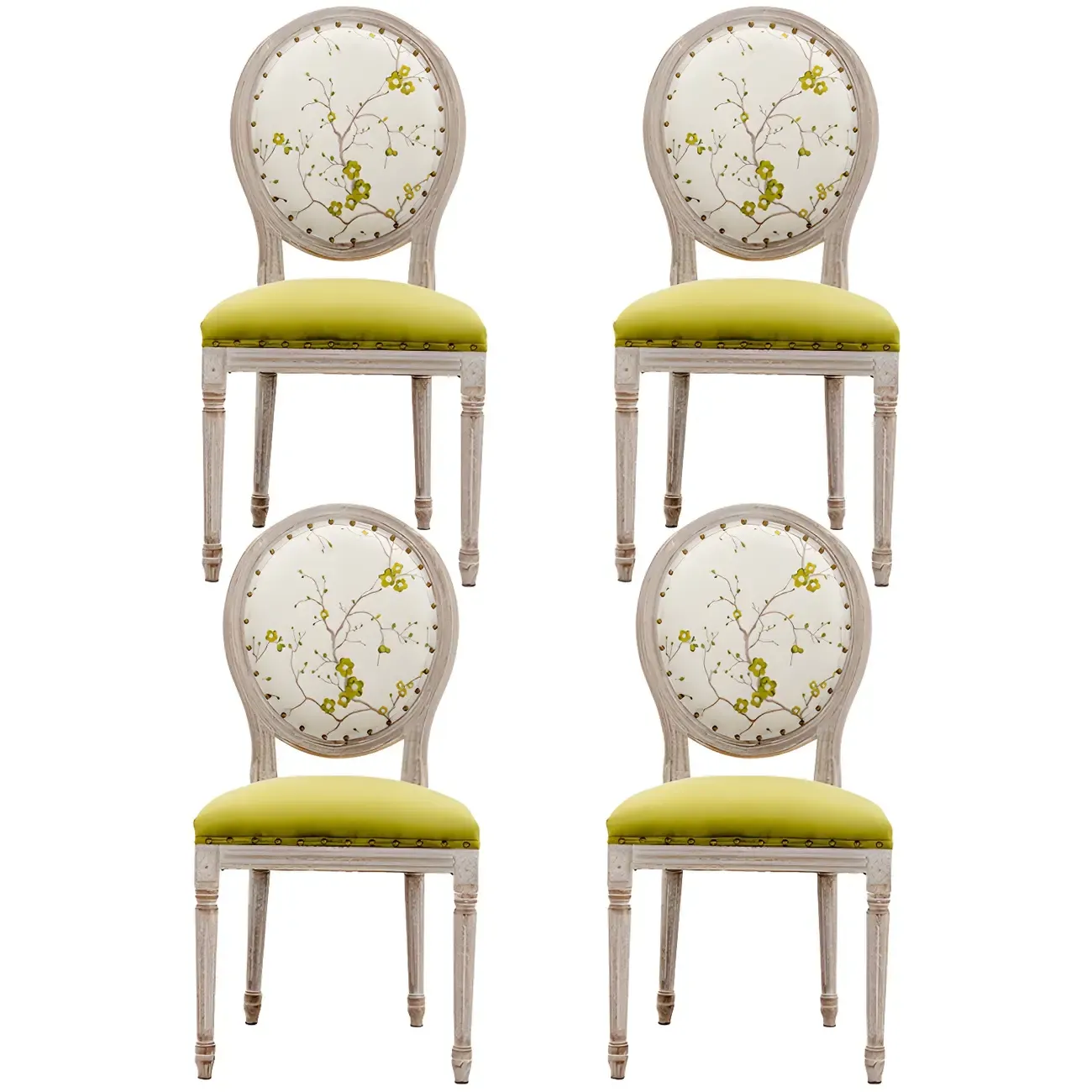 Upholstered King Louis Back Light Wood Dining Chair