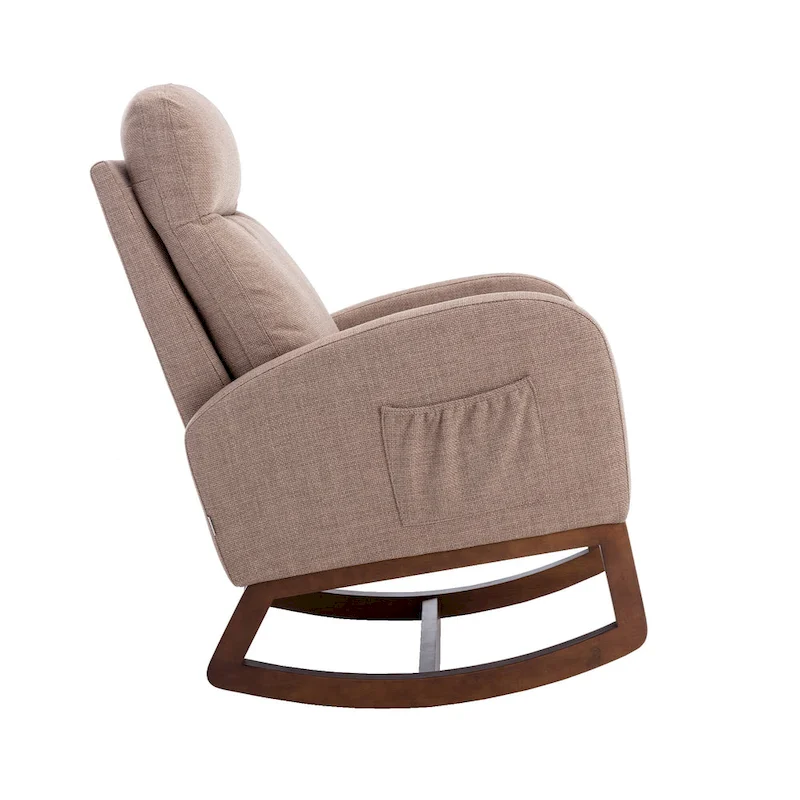 Modern 27  Upholstered Rocking Chair with Wood Legs and Side Pocket