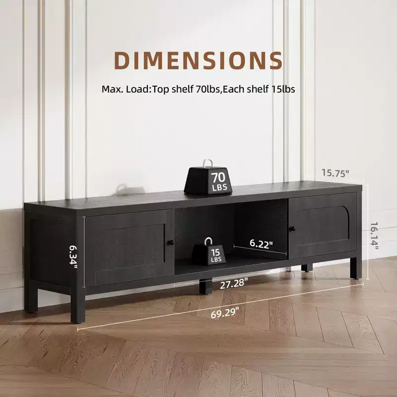 70 Inch Modern TV Stand - Media Console for 65-75 Inch TV with Soft Close Doors
