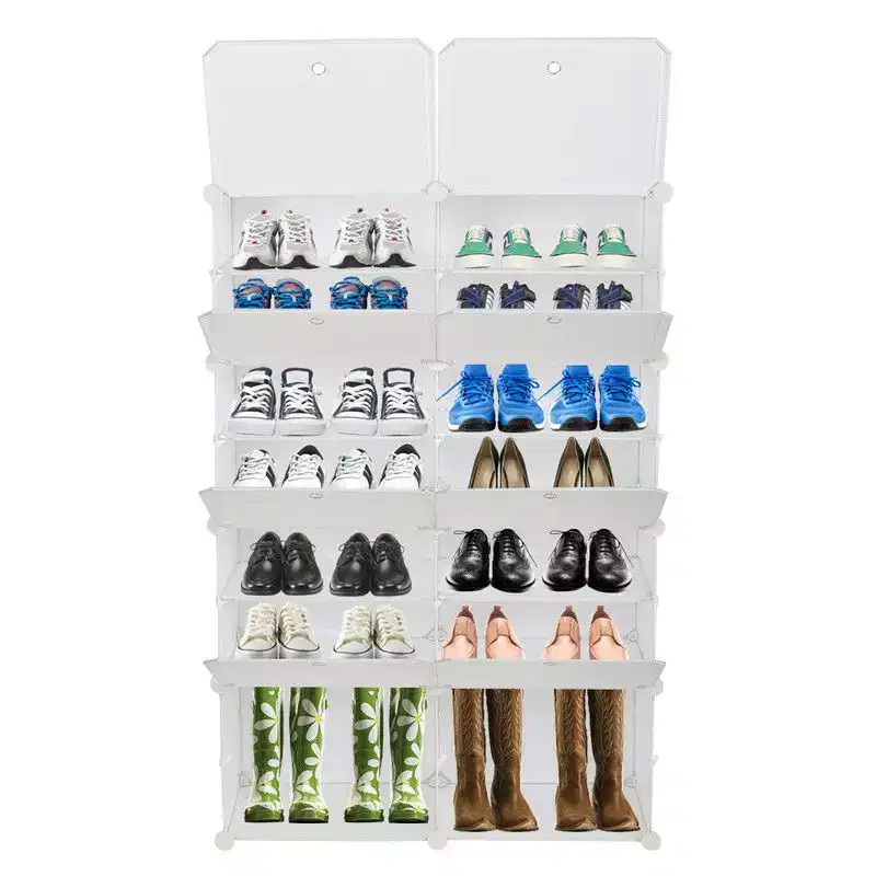 Karl Home 14 Cubby DIY Modular Shoe Cabinet Plastic Shoe Organizer White