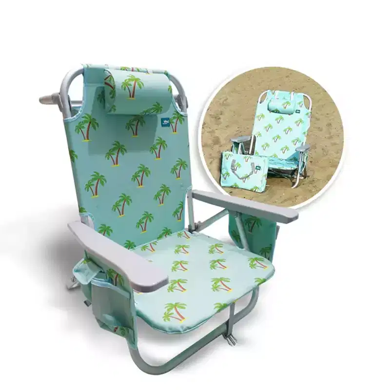 Bliss Hammocks Folding Beach Chair Recliner with Detachable Cooler