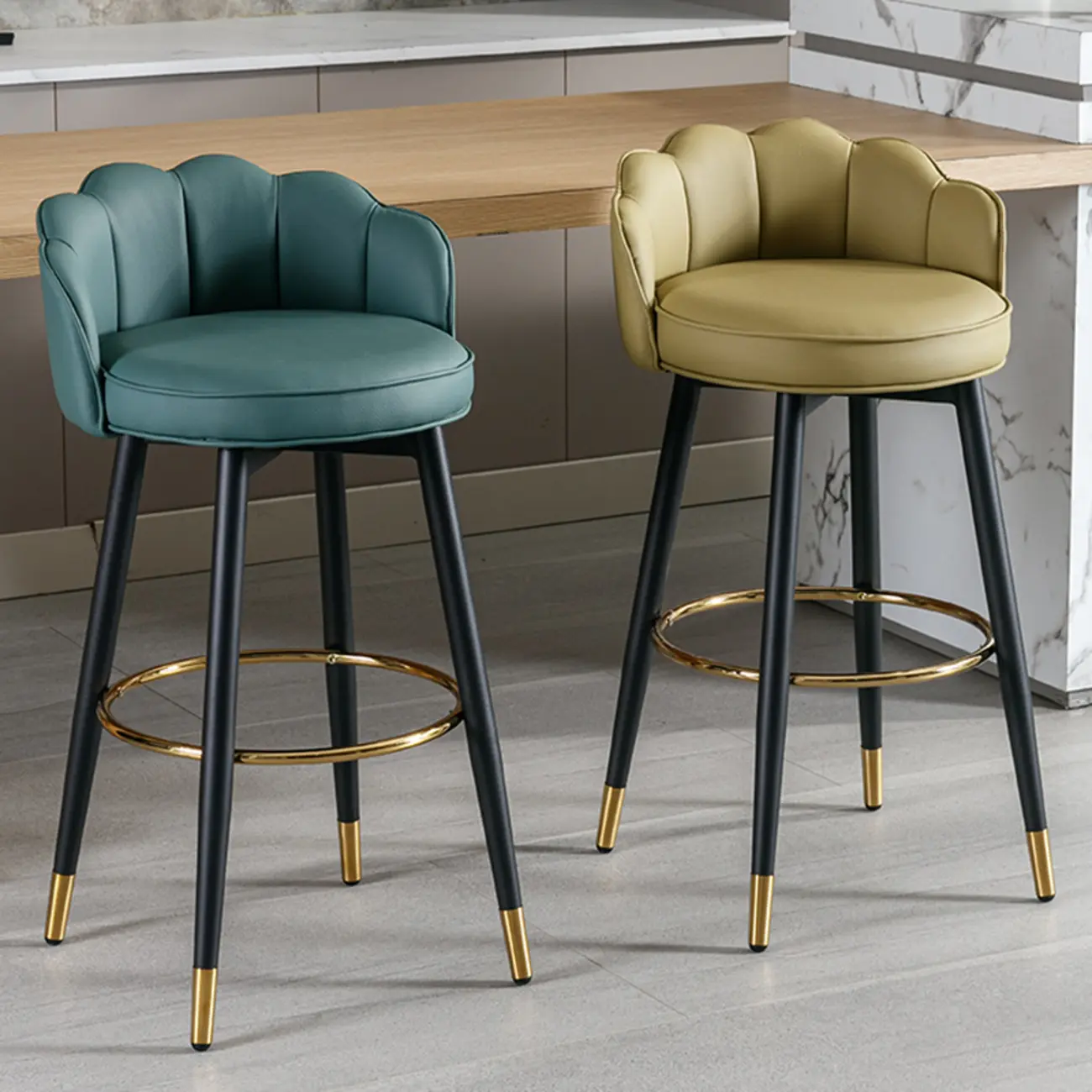 360¡ã Swivel Leather Bar Stool Counter Height