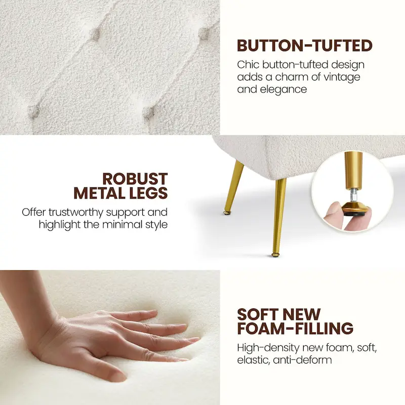 Yaheetech Upholstered Footstool Velvet Ottoman Button-Tufted Table Bench - 451617