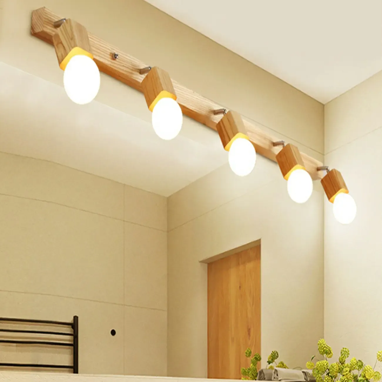 3-Light Modern Wooden Linear LED Vanity Lights