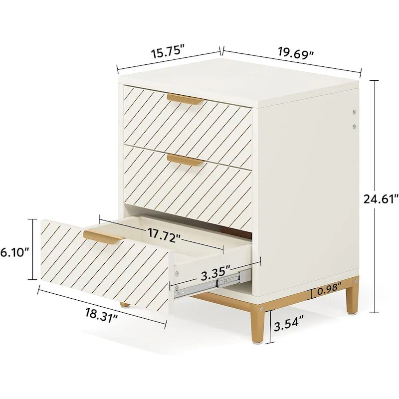 Modern Wood Grain Nightstand with Drawers