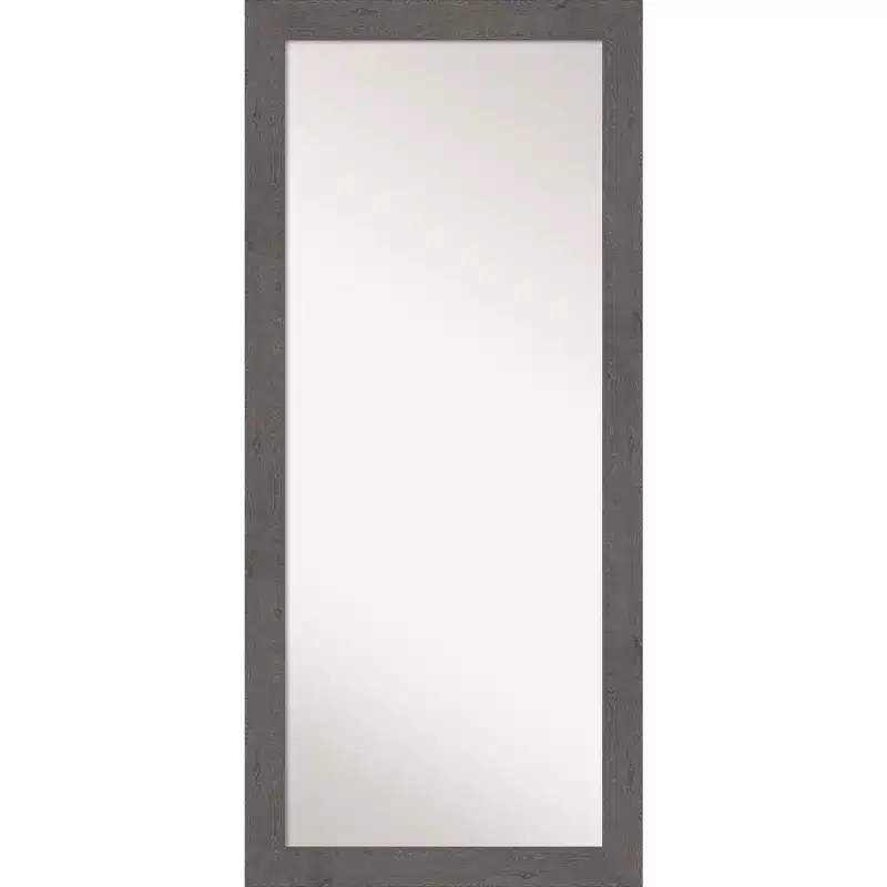 30" x 66" Rustic Plank Gray Leaner Mirror by Amanti Art