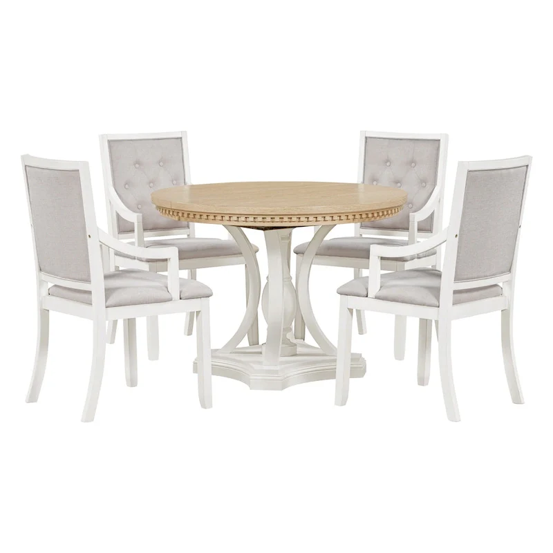 Nestfair Retro 5-piece Dining Set with 4 Chairs and Extendable Table