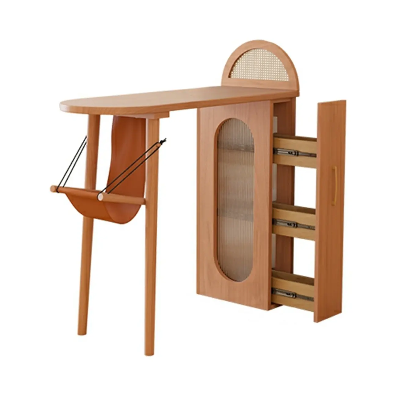 Modern 48-Inch Wooden Bar Table with Drawer Storage