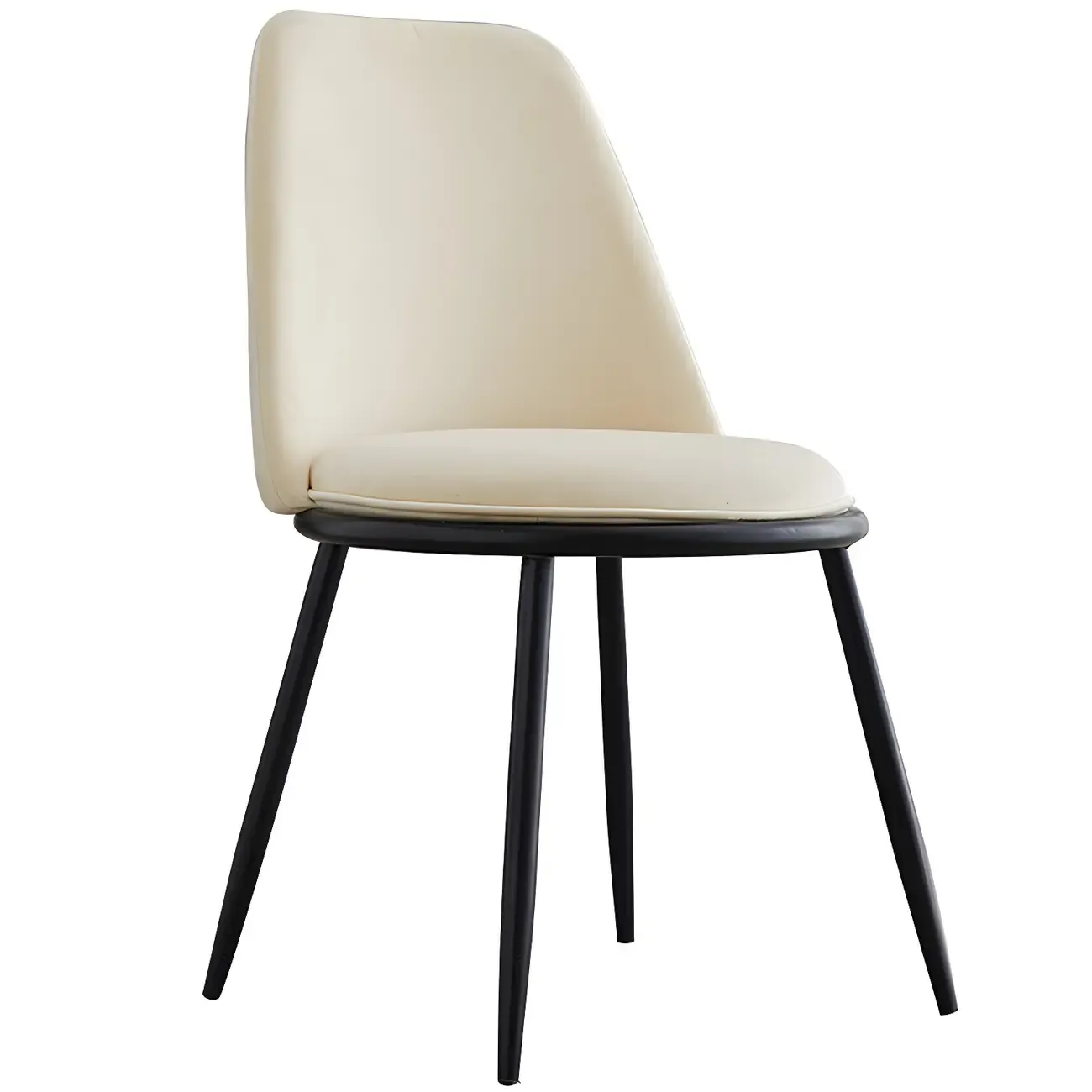 Glam Scandinavian Leather Armless Dining Chairs Metal Frame
