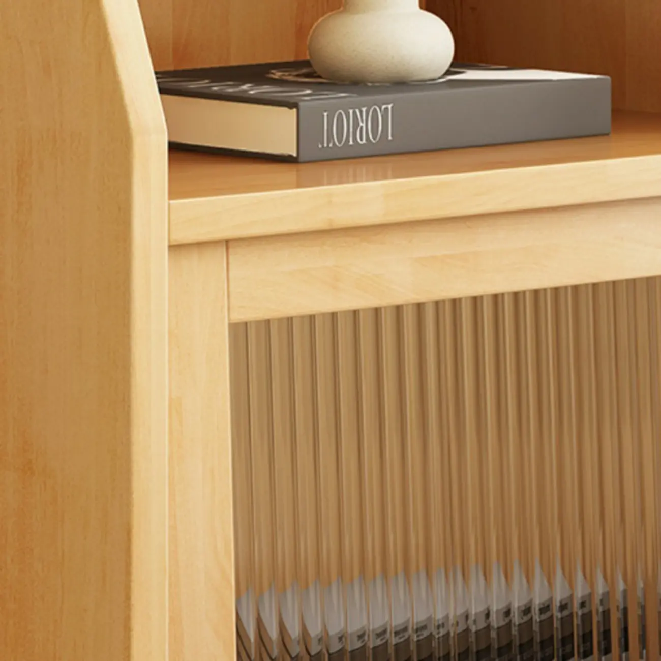 Scandinavian Natural Finish Flip-up Solid Wood Nightstand