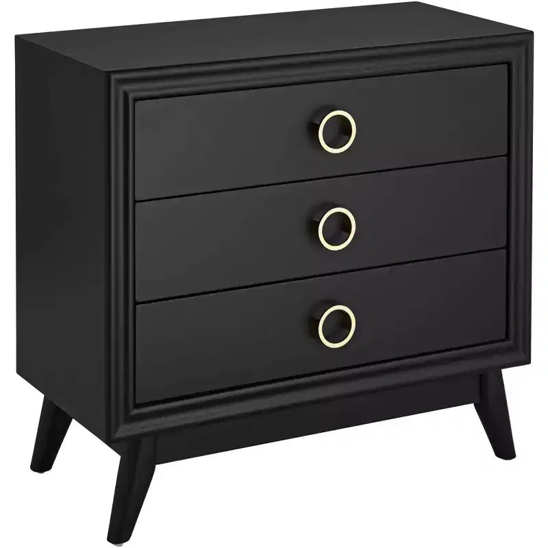 Crestview Collection Oslo 32W Black 3-Drawer Accent Chest