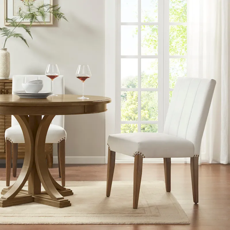 Cream Channel Tufting Dining Chair Set of 2