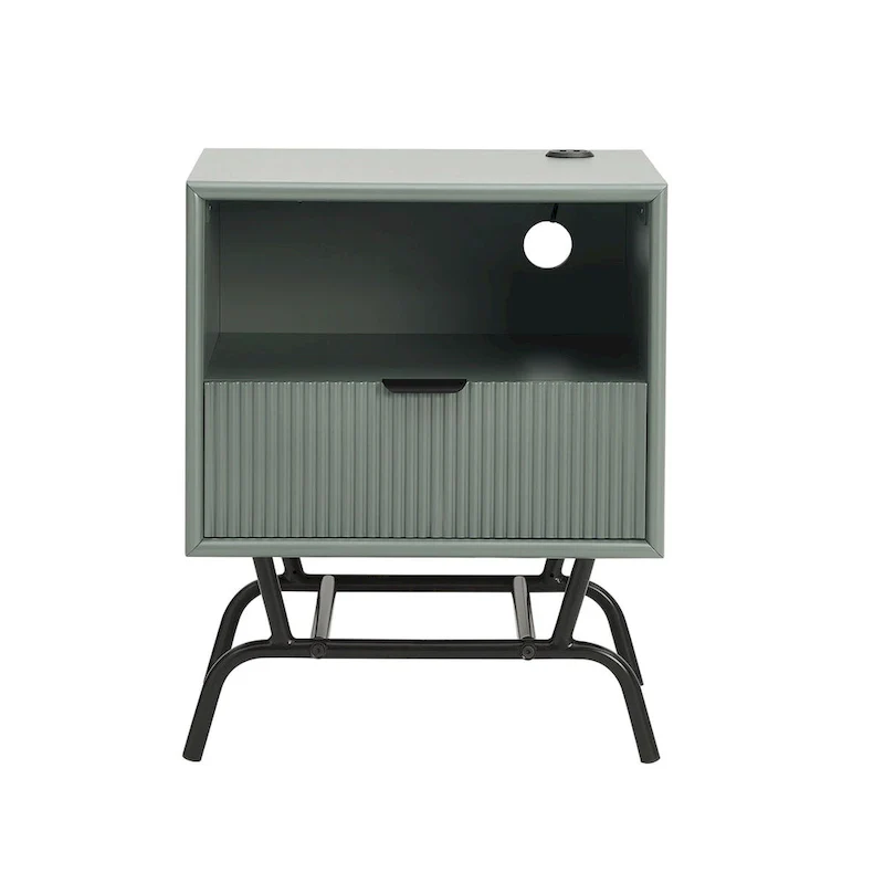 DH BASIC 2-Piece Modern Coffee Table and End Table Set with 3D Wave Accented Drawers by Denhour