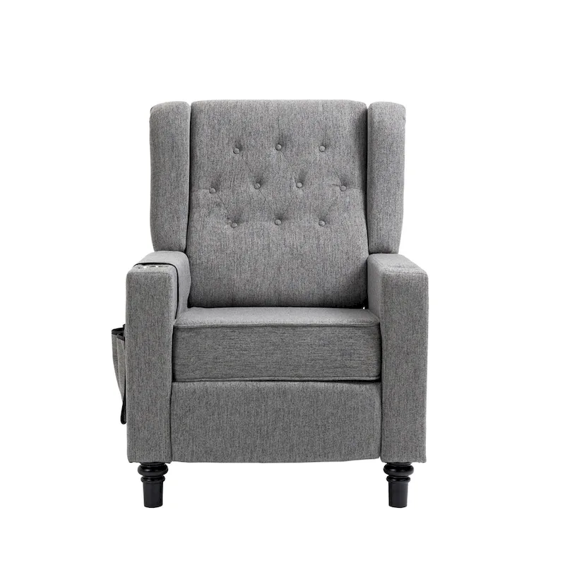 Arm Pushing Recliner Chair,Button Tufted Wingback Recliner Chair,Fabric Pushback Manual Single Sofa Home Theater Seating