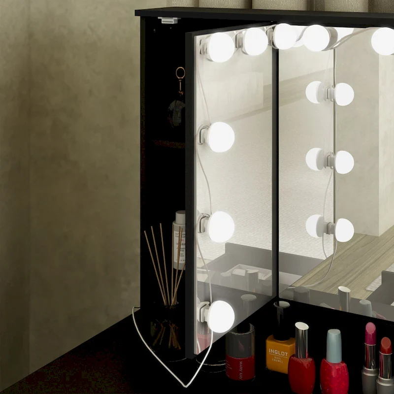 Luxurious LED Makeup Vanity with 9 Drawers Elegant Makeup Station