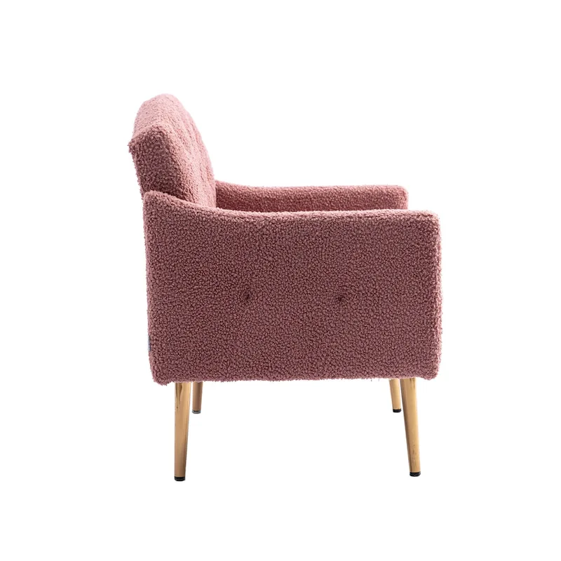 Teddy Fabric Upholstered Tufted Accent Chair With Rose Golden feet