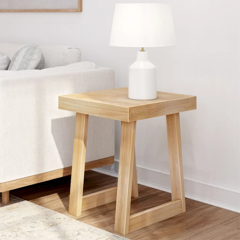 Wirebrush Solid Pine Wood End Table – Single User