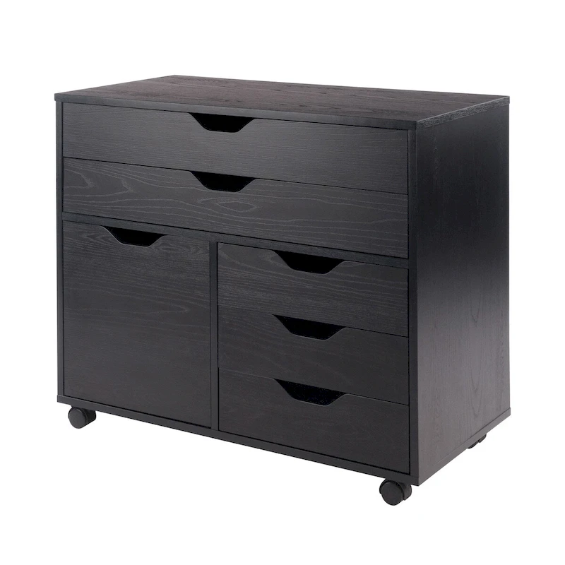30.75 Black 3 Section Mobile Filing Cabinet
