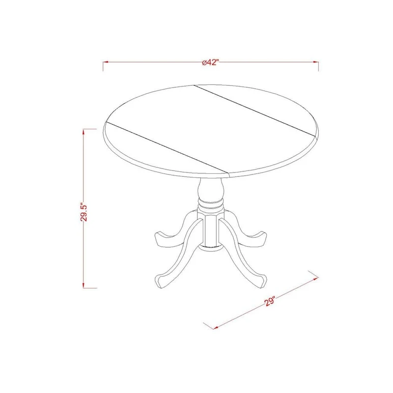 5-Piece Round Dining Table Set with Drop Leaf and 4 Chairs (Finish Options)