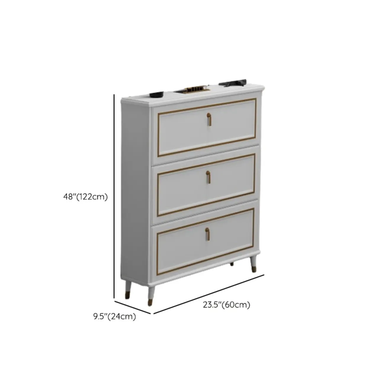 Grey Wooden Drop Front Shoe Cabinet with Adjustable Shelves