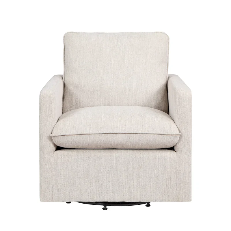 Kamile Transitional Linen Cushion Back Swivel Armchair by Furniture of America