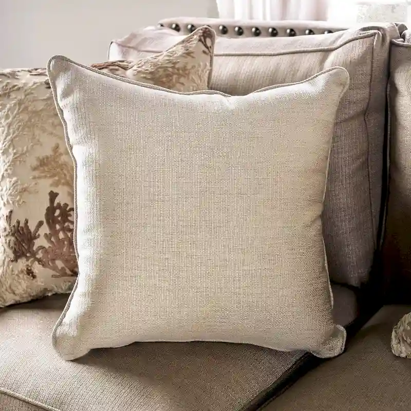 Furniture of America Qyn Traditional Beige Solid Wood Padded Loveseat