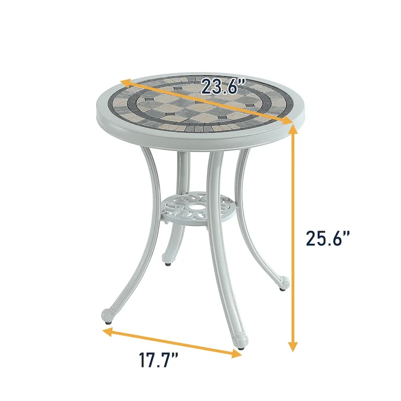 Round Cast Aluminum Patio Table Outdoor Bistro Table