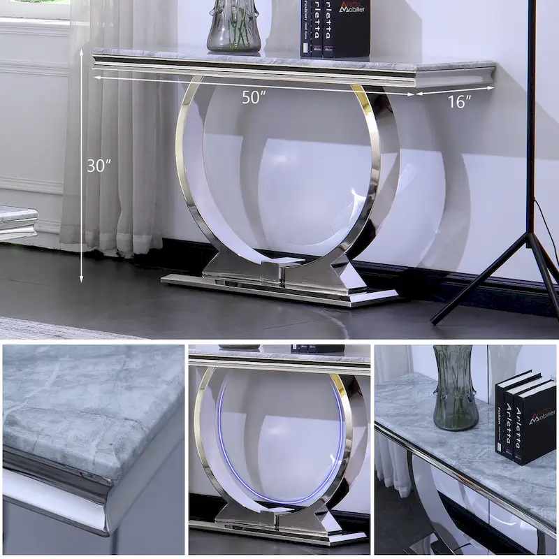 Modern Console Tables With Metal U Base and Gloss texture top