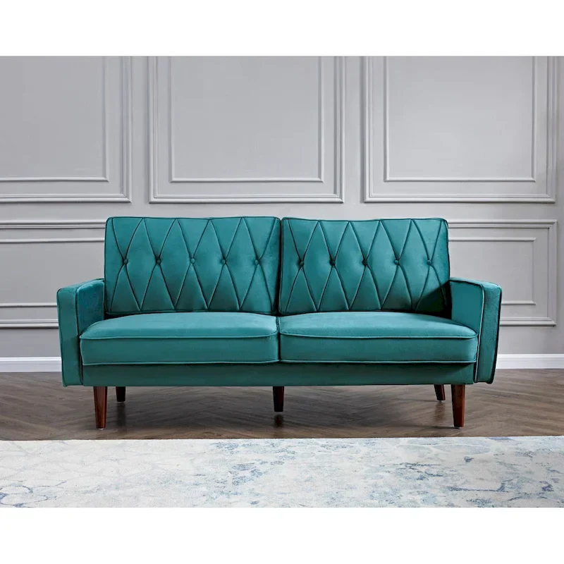 Feemster 69.3 Wide Velvet Tufted Cushion Back Sofa
