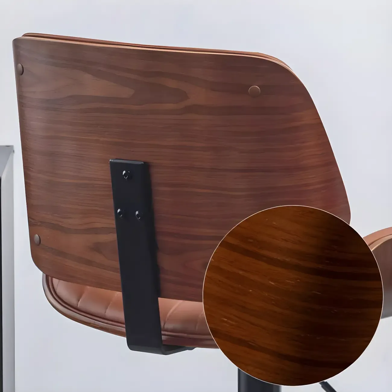 Elegant Wood Leather Red Swivel Adjustable Bar Stool