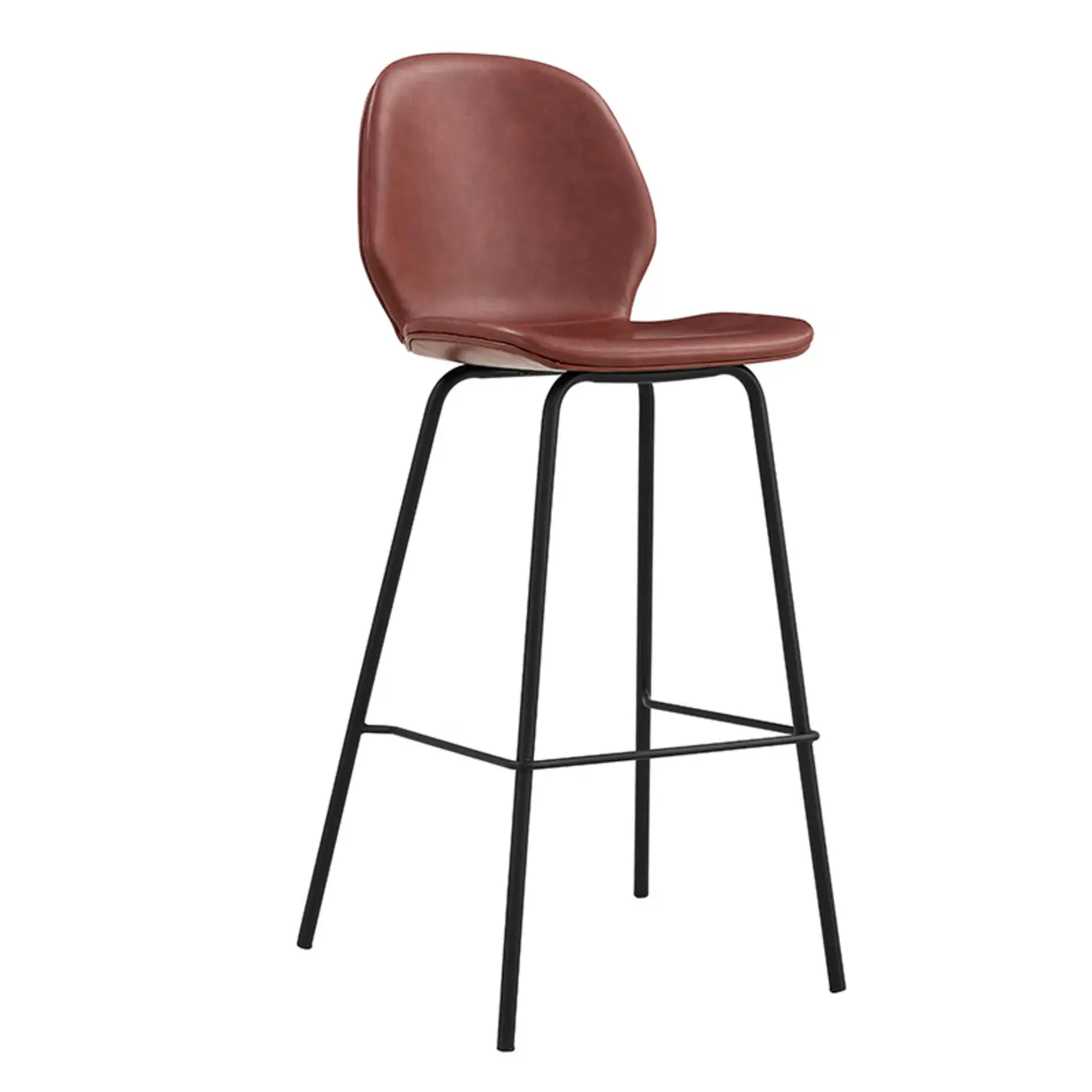 Modern Metal Frame Leather Bar Stool Counter Height