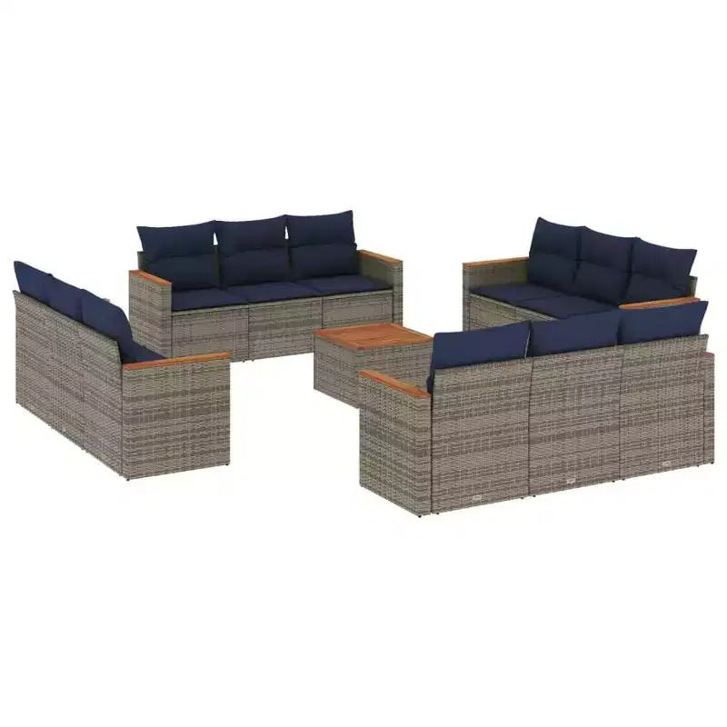 vidaXL Garden Sofa Set with Cushions Poly Rattan