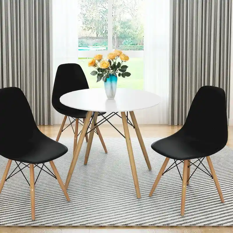 Set of 2 Modern Dining Side Chairs with Wood Legs
