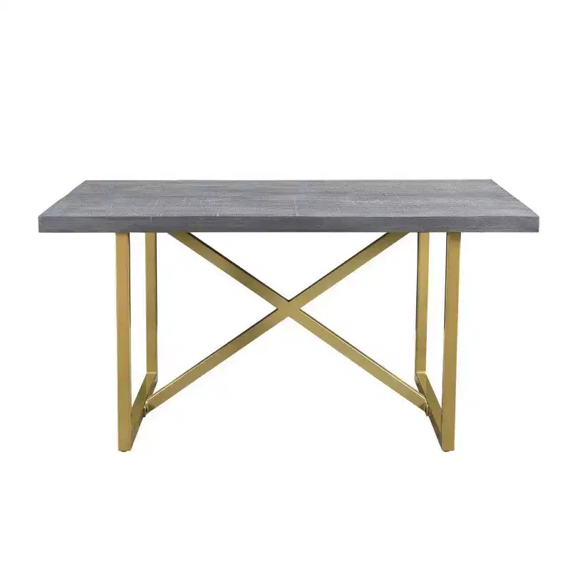 71" Raven Mango Wood Dining Table Gray/Gold - Timbergirl
