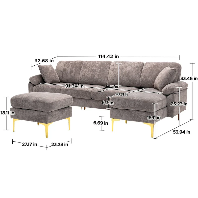 Kata 115  Sectional Sofa with Ottman