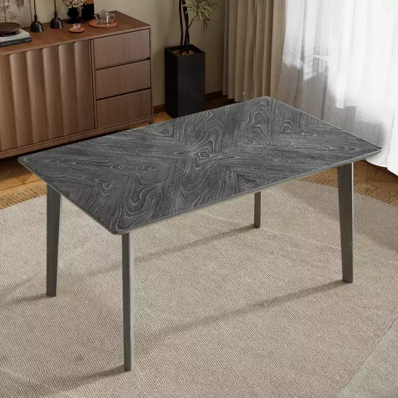 Bestier Dining Table, 60 Kitchen Room Table for 4-6 People, Large Wooden Rectangular Dinner Table for Dining Room, Home Office, Living Room