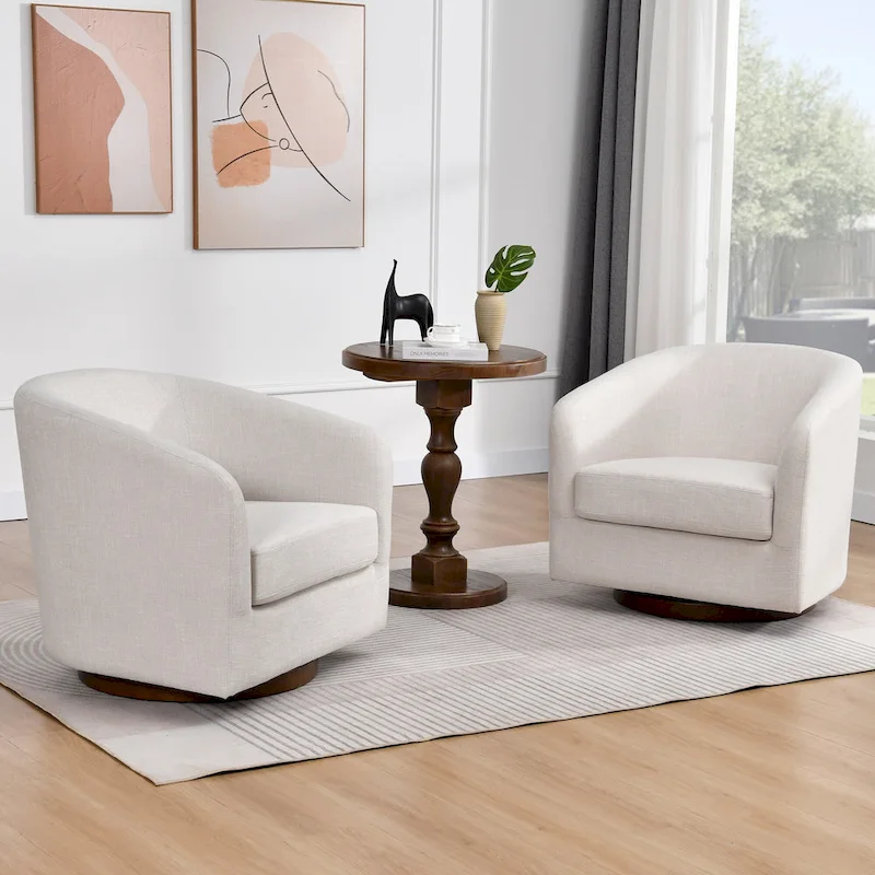 Modern 31 W Swivel Accent Chair Barrel Chair
