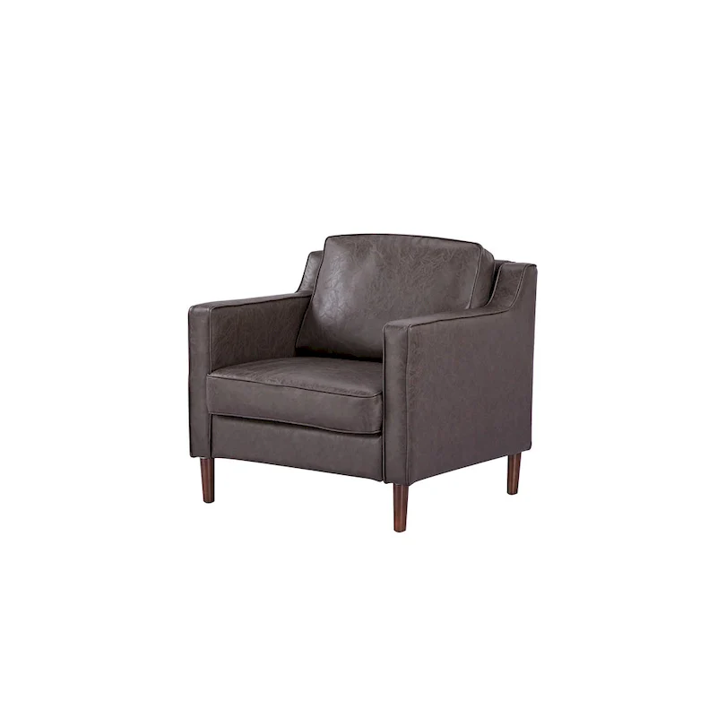 Sedona Modern Accent Chair, Faux Linen / Vegan Leather Armchair